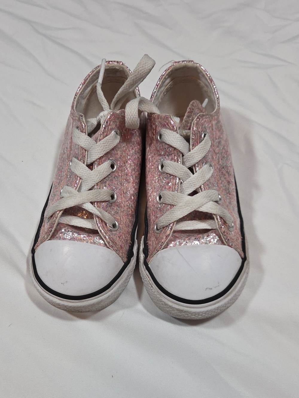 Glitter Pink Sparkle Converse Sneakers Size 9 Toddler